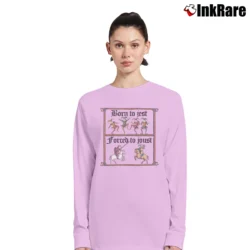 Women’s Born to jest forced to joust funny medieval Long-Sleeve Top in light pink | Sleek, Versatile, All-Season