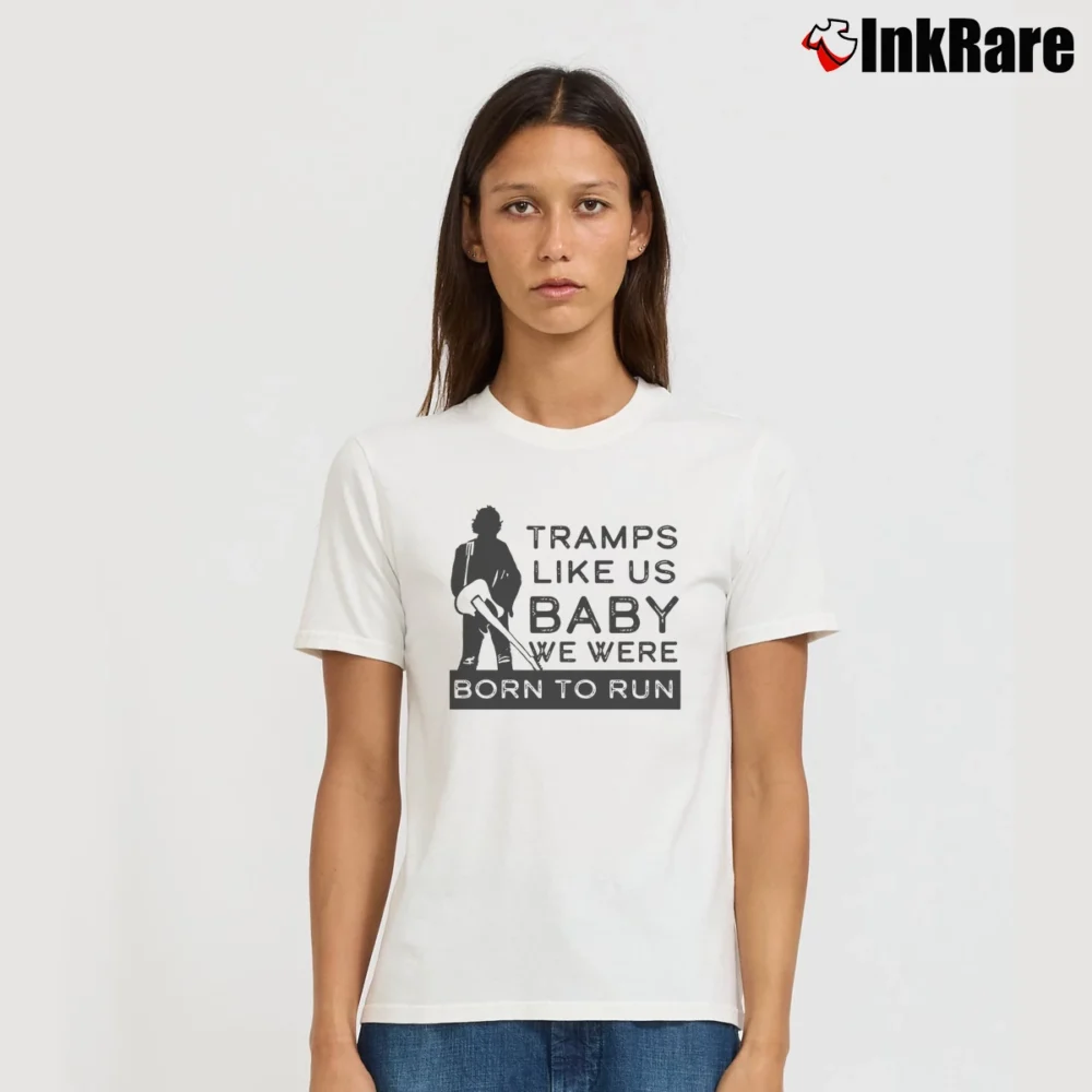 Women’s Born To Run Custom Bruce Springsteen Signature T-Shirt in white | Soft, Flattering Fit