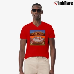 Men’s Boston Dont Look Back Album V-Neck Tee in red | Sharp, Breathable, Everyday Staple