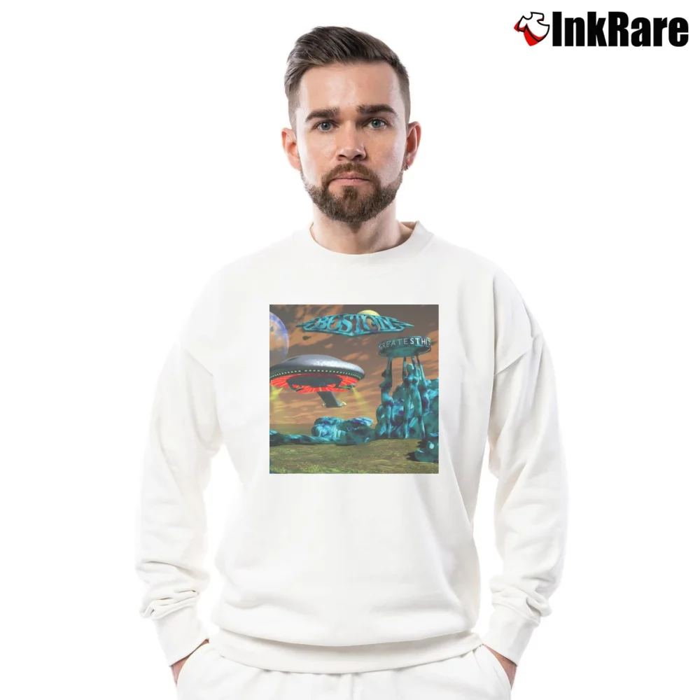 Men’s Boston Greatest Hit Crewneck Sweatshirt in white | Cozy Fabric, Clean Style