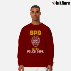 Men’s Boston Police Department Inspired Long-Sleeve Shirt in maroon | Sleek, Lightweight, Year-Round Wear