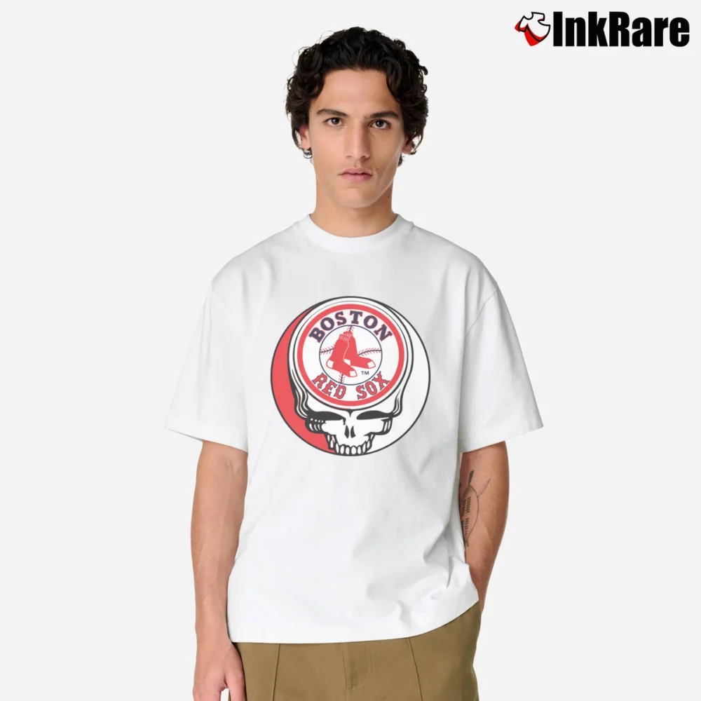 Men’s Boston Red Sox Grateful Dead Baseball MLB Mashup Classic T-Shirt in white | Soft, Breathable Everyday Wear