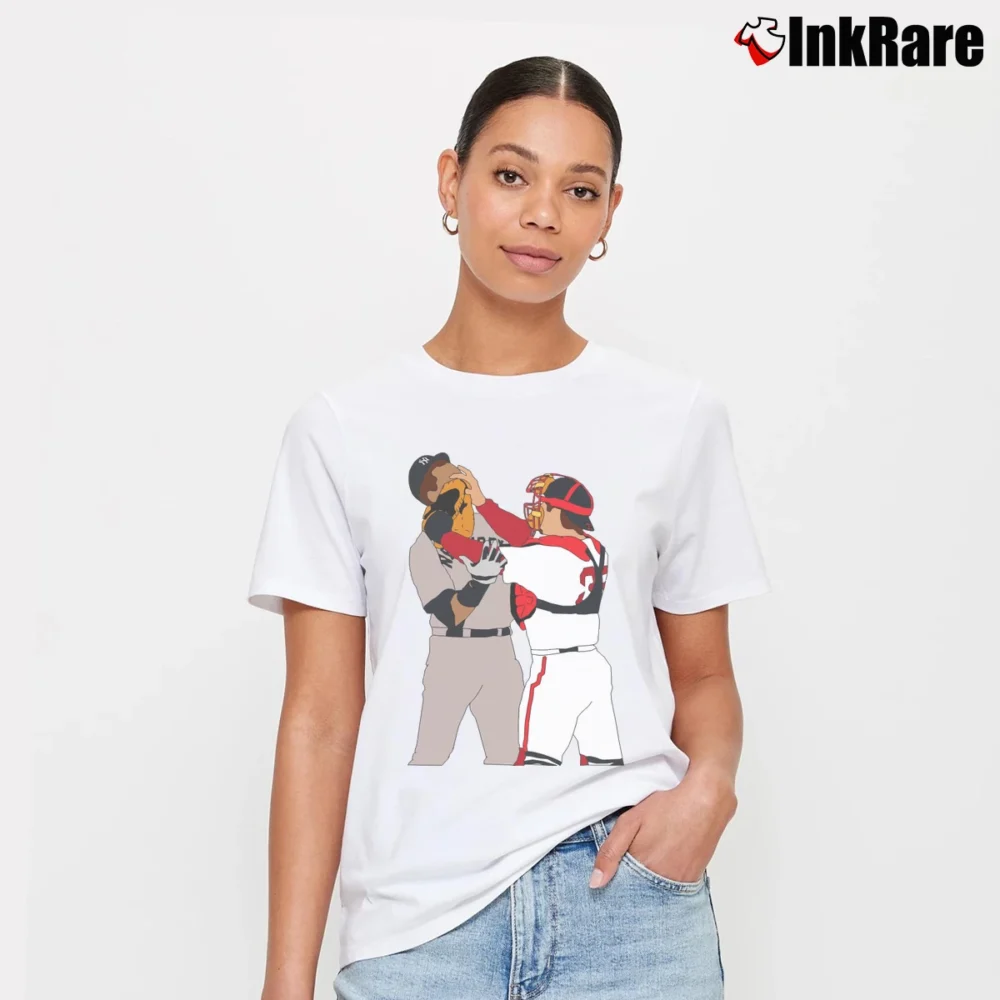 Women’s Boston Red Sox Jason Varitek Alex Rodriguez Brawl Signature T-Shirt in white | Soft, Flattering Fit