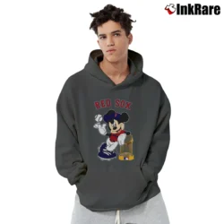 Men’s Boston Red Sox Mickey Mouse Baseball Logo Pullover Hoodie in charcoal | Cozy, Durable, Modern Fit