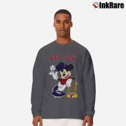 Men’s Boston Red Sox Mickey Mouse Baseball Logo Long-Sleeve Shirt in charcoal | Sleek, Lightweight, Year-Round Wear