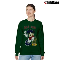 Women’s Boston Red Sox Mickey Mouse Baseball Logo Relaxed Sweatshirt in forest green | Soft, Laid-Back Vibe