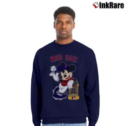 Men’s Boston Red Sox Mickey Mouse Baseball Logo Crewneck Sweatshirt in navy | Cozy Fabric, Clean Style