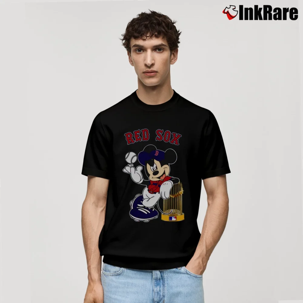 Men’s Boston Red Sox Mickey Mouse Baseball Logo Classic T-Shirt in black | Soft, Breathable Everyday Wear