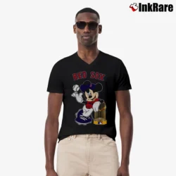Men’s Boston Red Sox Mickey Mouse Baseball Logo V-Neck Tee in black | Sharp, Breathable, Everyday Staple
