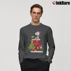 Men’s Boston Red Sox Snoopy Woodstock Christmas Long-Sleeve Shirt in charcoal | Sleek, Lightweight, Year-Round Wear
