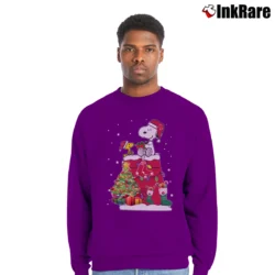 Men’s Boston Red Sox Snoopy Woodstock Christmas Crewneck Sweatshirt in purple | Cozy Fabric, Clean Style