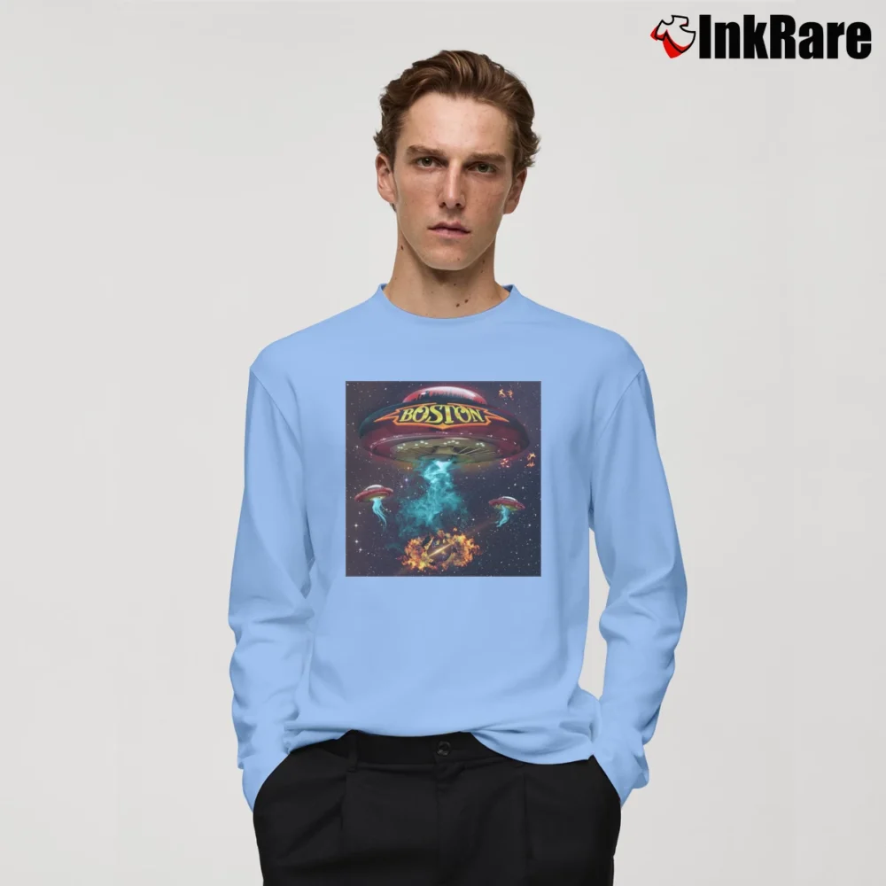 Men’s Boston Rock Album Long-Sleeve Shirt in light blue | Sleek, Lightweight, Year-Round Wear