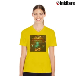 Women’s Boston Rock Album V-Neck Tee in yellow | Chic Neckline, Soft Texture