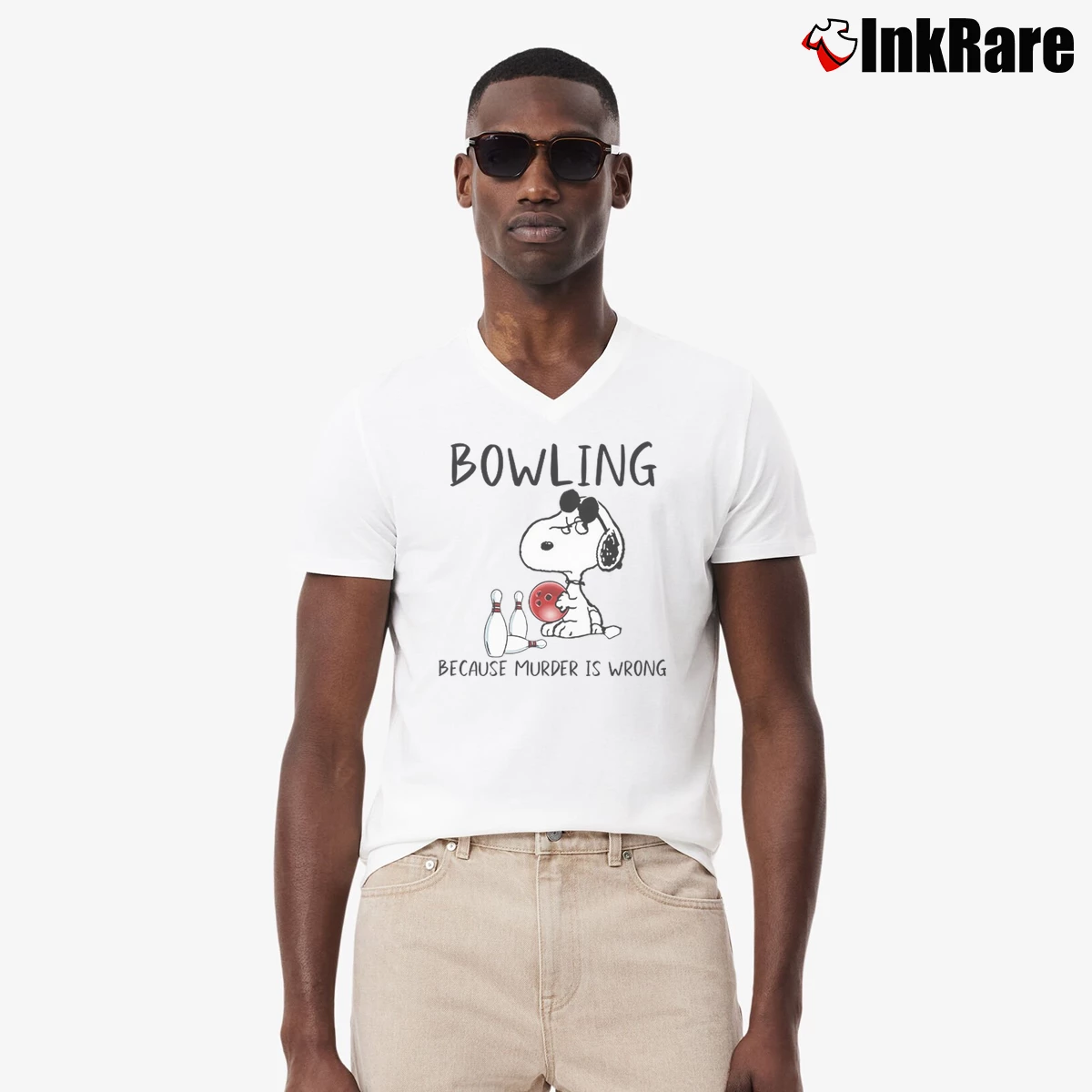 Bowling Because Murder Is Wrong Grumpy Snoopy For Bowling Lover Men’s V-Neck Tee in white – Modern Essential Men’s Bowling Because Murder Is Wrong Grumpy Snoopy For Bowling Lover V-Neck Tee in white | Sharp, Breathable, Everyday Staple