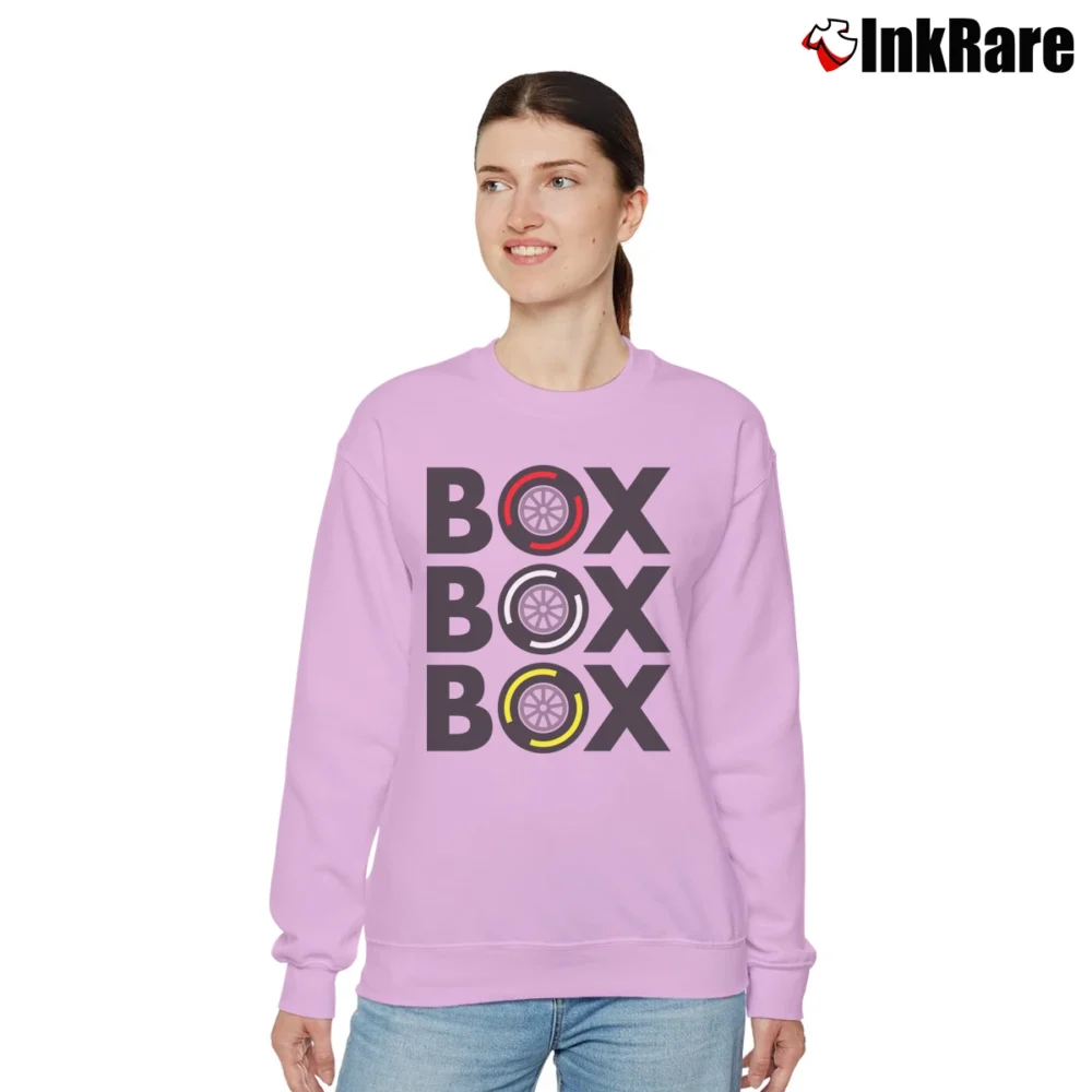 Women’s box box f1 tyre for Formula 1 Racing Fans Relaxed Sweatshirt in light pink | Soft, Laid-Back Vibe