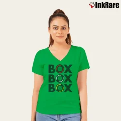 Women’s box box f1 tyre for Formula 1 Racing Fans V-Neck Tee in irish green | Chic Neckline, Soft Texture