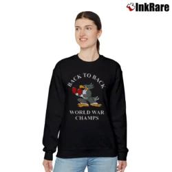 Women’s Boxing Eagle Back To Back World War Champs Champions Funny Relaxed Sweatshirt in black | Soft, Laid-Back Vibe