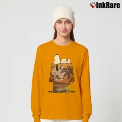 Women’s Boy Family Fun Peanuts Snoopy Tropical Graphic Long-Sleeve Top in orange | Sleek, Versatile, All-Season