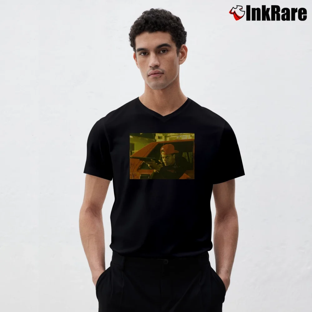 Men’s Boyz N The Hood Illustration V-Neck Tee in black | Sharp, Breathable, Everyday Staple