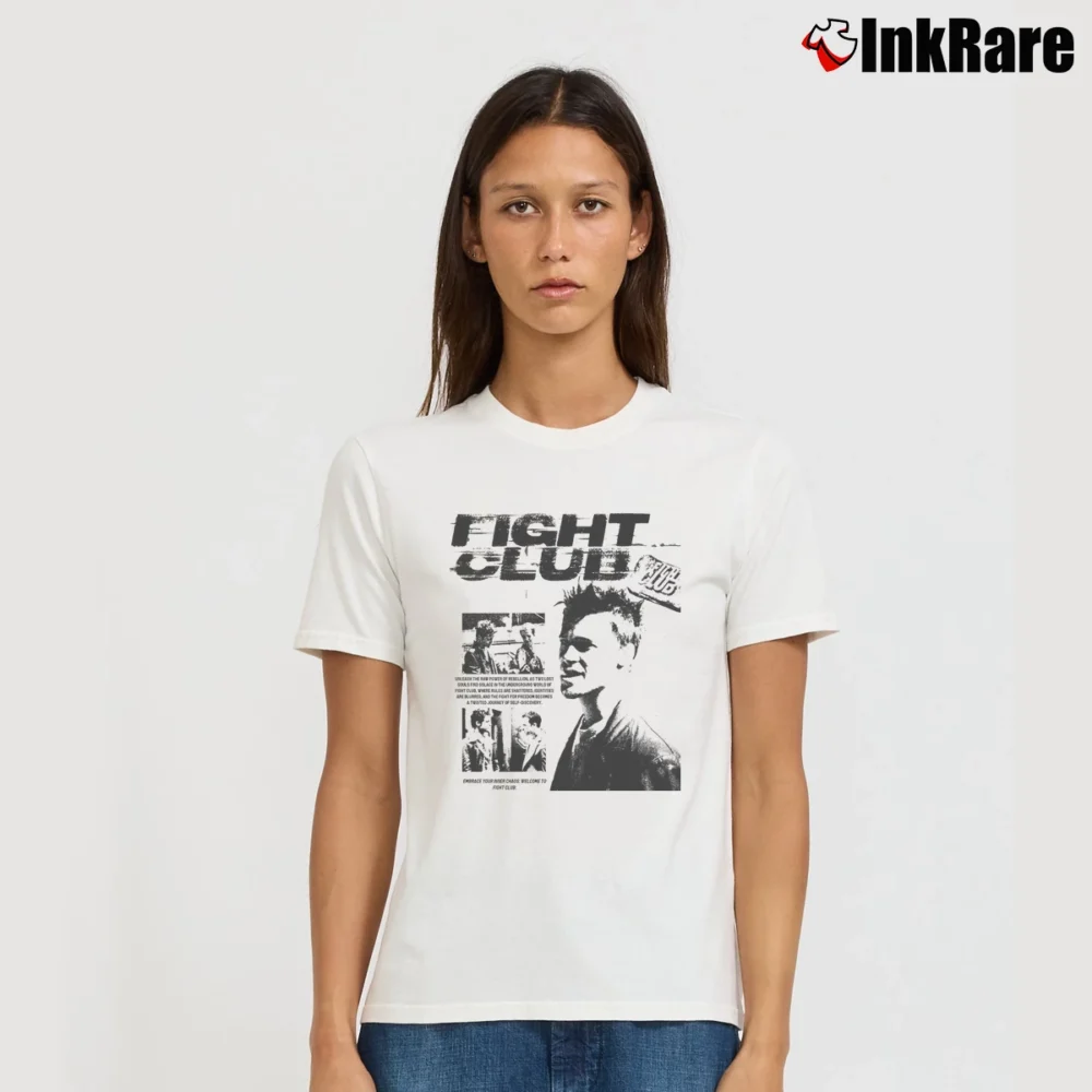 Women’s Brad Pitt Fight Club T-Shirt in white | Soft, Flattering Fit