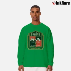 Men’s Brains Beer Sa Best Bitter Cardiff Long-Sleeve Shirt in irish green | Sleek, Lightweight, Year-Round Wear