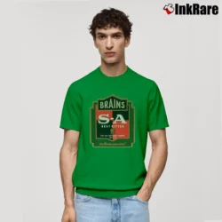 Men’s Brains Beer Sa Best Bitter Cardiff Classic T-Shirt in irish green | Soft, Breathable Everyday Wear