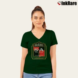 Women’s Brains Beer Sa Best Bitter Cardiff V-Neck Tee in forest green | Chic Neckline, Soft Texture