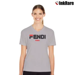 Women’s Brand Inspired Fashion Mickey Mouse V-Neck Tee in sport grey | Chic Neckline, Soft Texture
