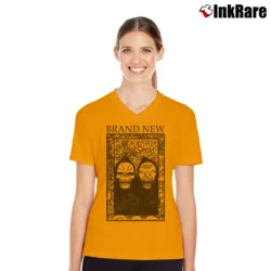 Women’s Brand New Reapers Rock Music V-Neck Tee in orange | Chic Neckline, Soft Texture