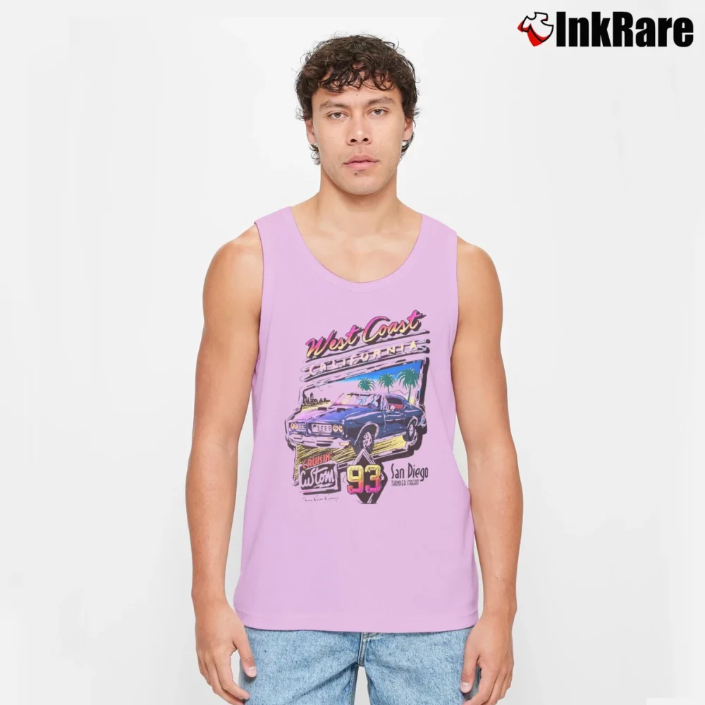 Men’s Brandy Melville West Coast Graphic Tank Top in light pink | Breathable, Active-Friendly Design