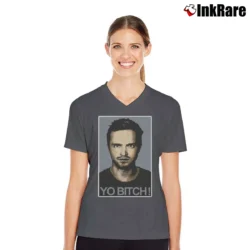Women’s Breaking Bad Jesse Pinkman Graphic V-Neck Tee in charcoal | Chic Neckline, Soft Texture