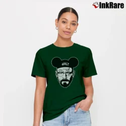 Women’s Breaking Bad Walt Disney Cartoon Graphic Signature T-Shirt in forest green | Soft, Flattering Fit