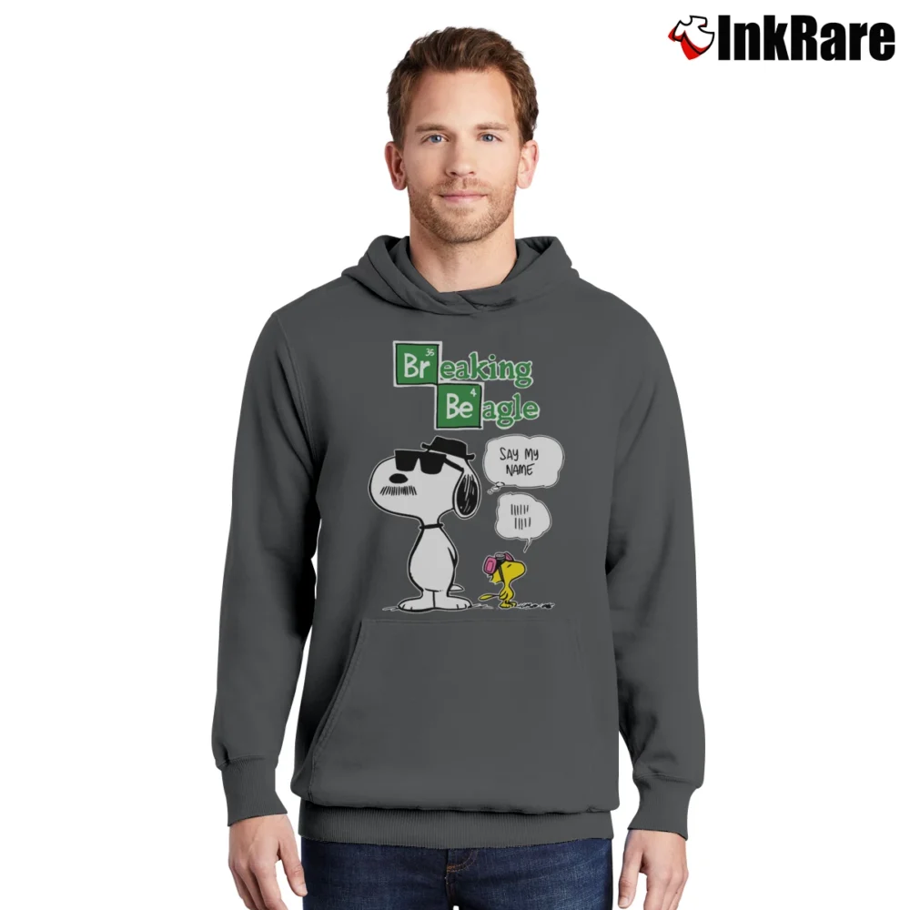 Men’s Breaking Beagle Snoopy Pullover Hoodie in charcoal | Cozy, Durable, Modern Fit