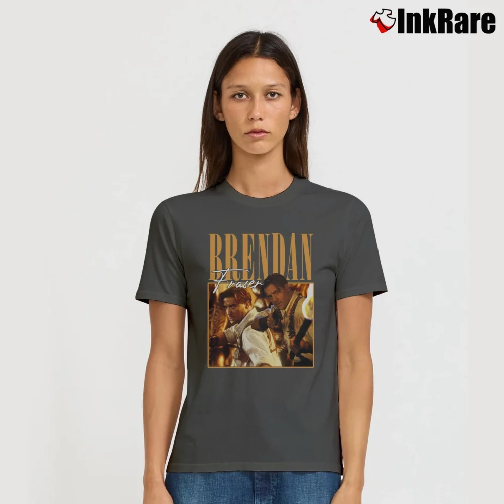 Women’s Brendan Fraser Bootleg Vintage Signature T-Shirt in charcoal | Soft, Flattering Fit