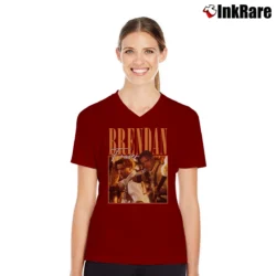 Women’s Brendan Fraser Bootleg Vintage V-Neck Tee in maroon | Chic Neckline, Soft Texture