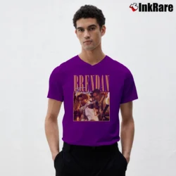 Men’s Brendan Fraser Bootleg Vintage V-Neck Tee in purple | Sharp, Breathable, Everyday Staple