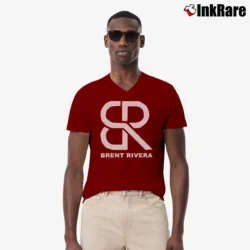 Men’s Brent Rivera Logo Birthday Gift V-Neck Tee in maroon | Sharp, Breathable, Everyday Staple