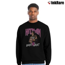 Men’s Bret Hart Hitman Crewneck Sweatshirt in black | Cozy Fabric, Clean Style