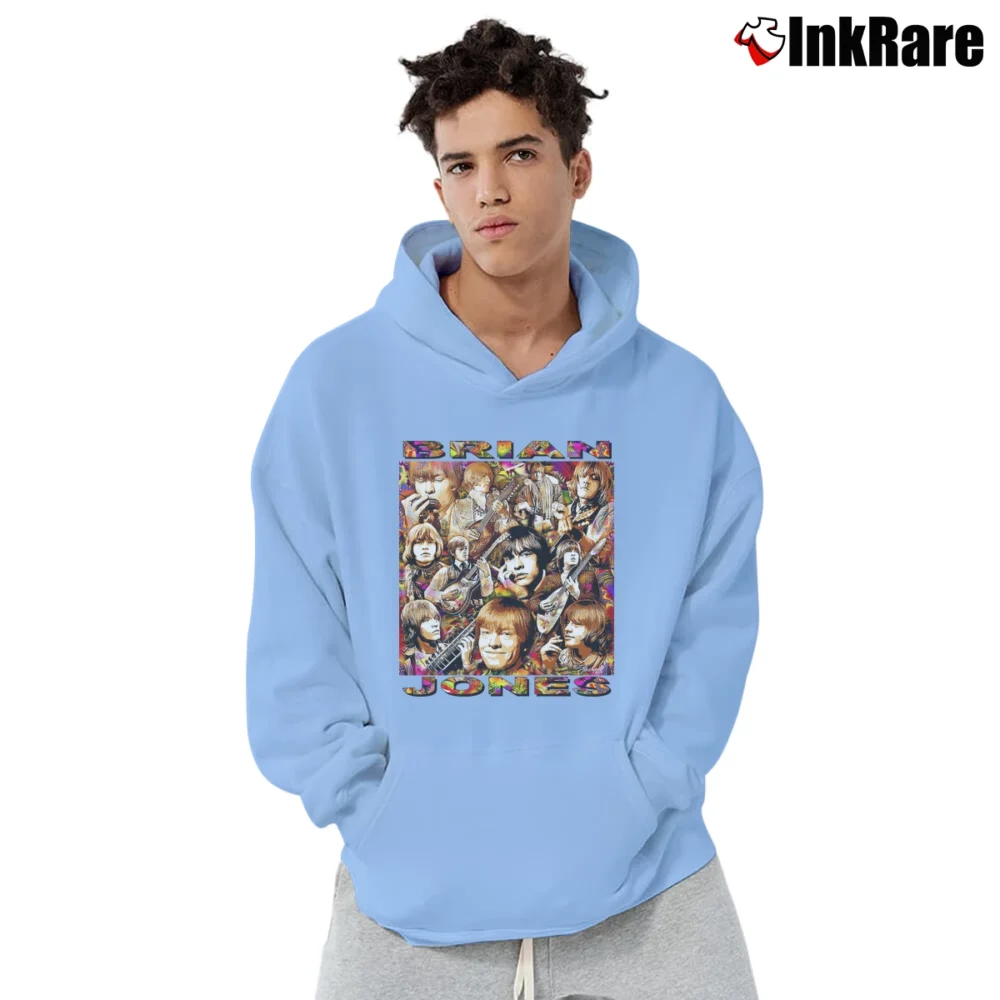 Men’s Brian Jones Rolling Stones Pullover Hoodie in light blue | Cozy, Durable, Modern Fit