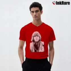 Men’s Brian Jones Rolling Stones V-Neck Tee in red | Sharp, Breathable, Everyday Staple