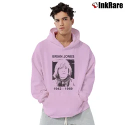 Men’s Brian Jones The Rolling Stones 1942 1969 for Music Fans Pullover Hoodie in light pink | Cozy, Durable, Modern Fit