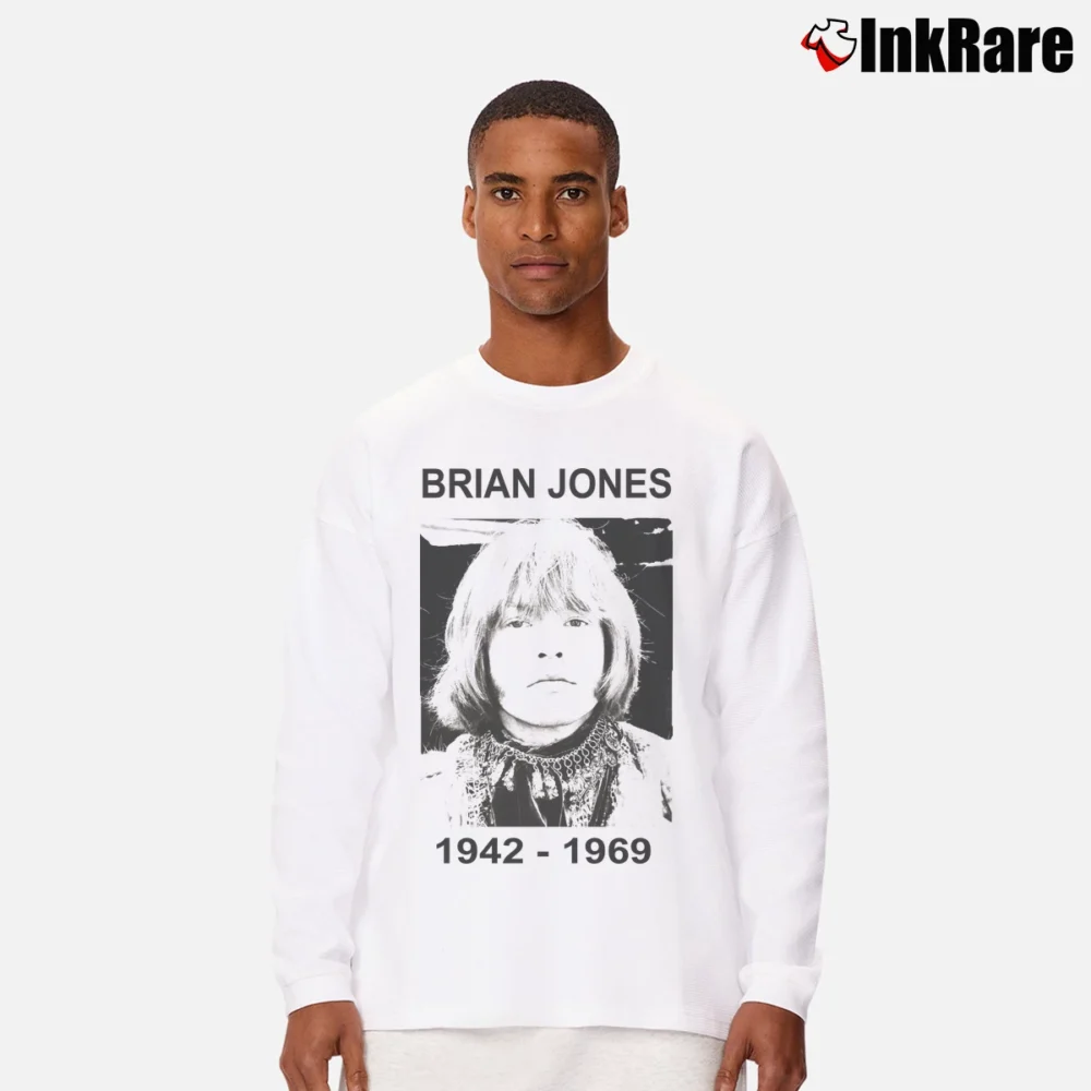 Men’s Brian Jones The Rolling Stones 1942 1969 for Music Fans Long-Sleeve Shirt in white | Sleek, Lightweight, Year-Round Wear