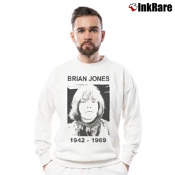 Men’s Brian Jones The Rolling Stones 1942 1969 for Music Fans Crewneck Sweatshirt in white | Cozy Fabric, Clean Style