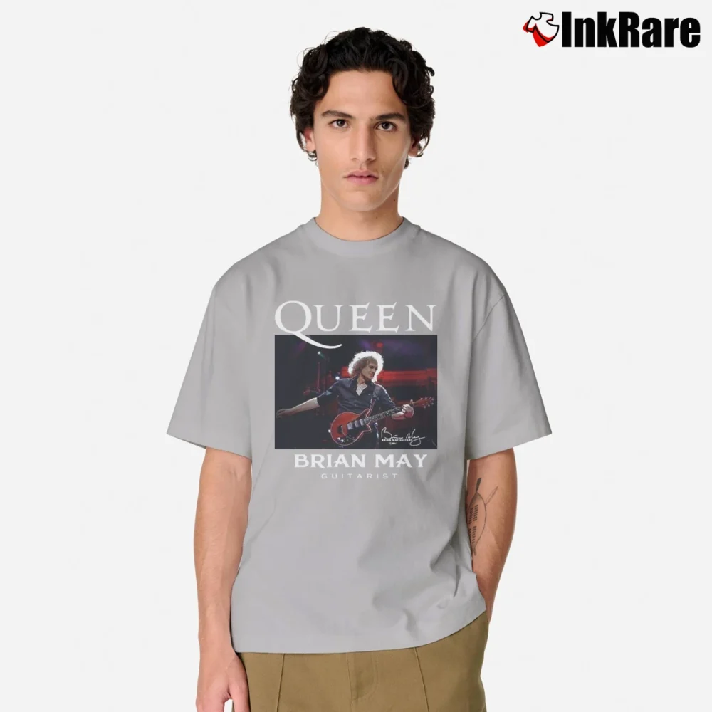 Men’s Brian May Queen Rock Band Classic T-Shirt in sport grey | Soft, Breathable Everyday Wear