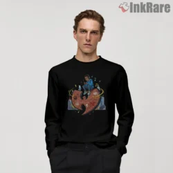 Brick Wall Music Vibes Wu Tang Logo Shirt on black long sleeve shirt for men graphic tee