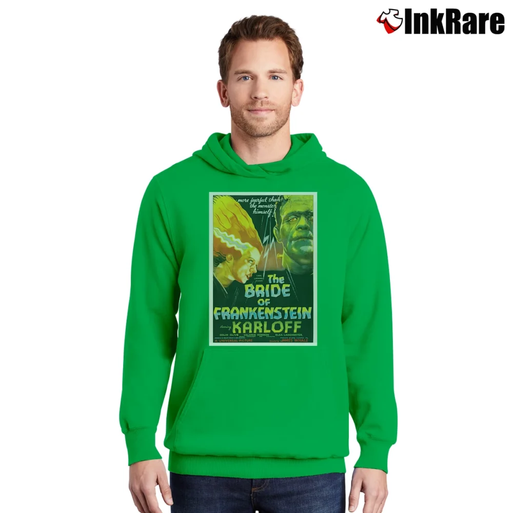 Men’s Bride Of Frankenstein 1935 Poster Pullover Hoodie in irish green | Cozy, Durable, Modern Fit