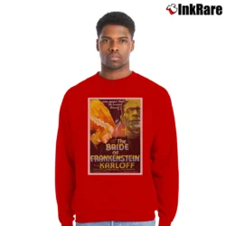 Men’s Bride Of Frankenstein 1935 Poster Crewneck Sweatshirt in red | Cozy Fabric, Clean Style
