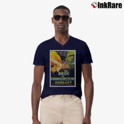Men’s Bride Of Frankenstein 1935 Poster V-Neck Tee in navy | Sharp, Breathable, Everyday Staple