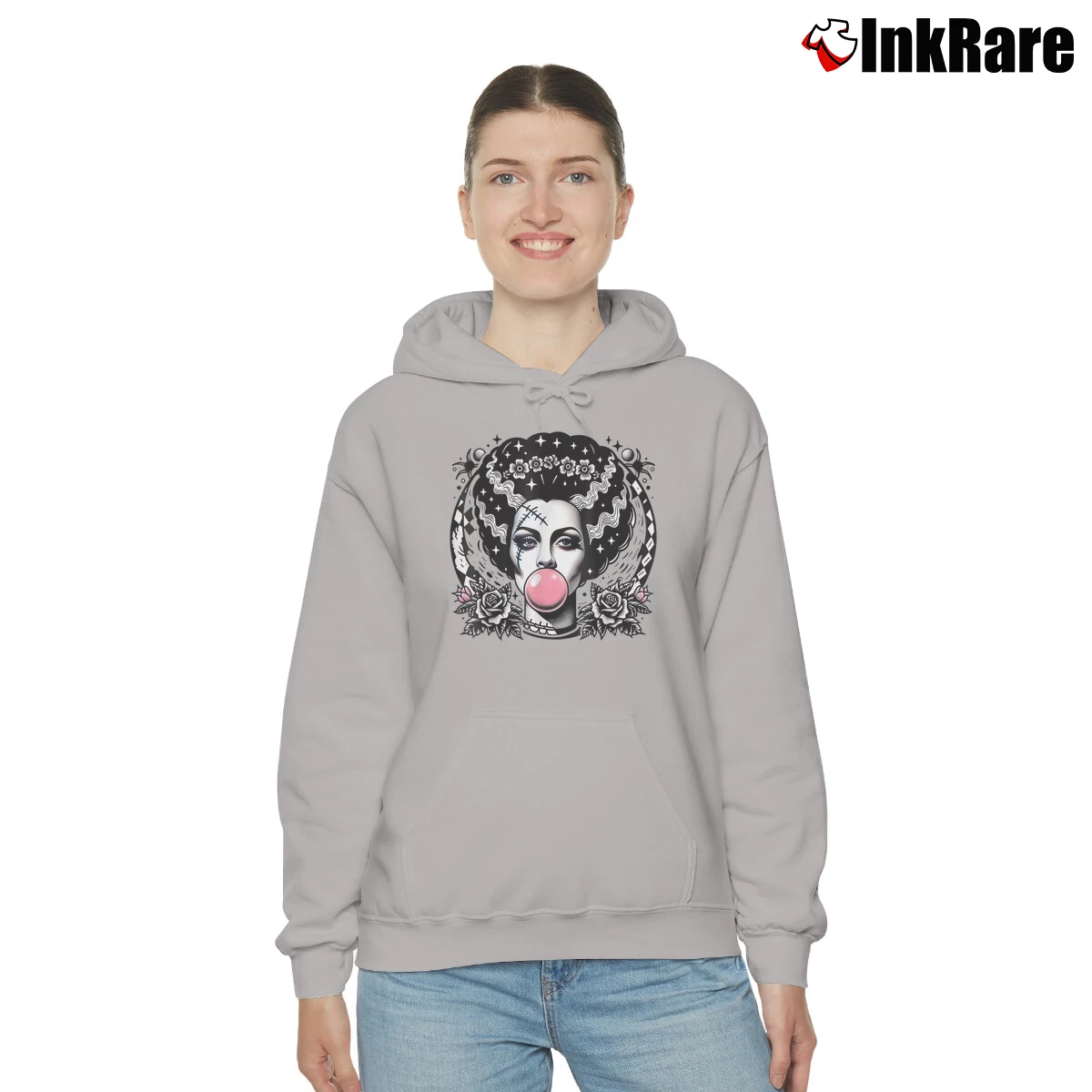 Women’s Bride Of Frankenstein Bubblegum Monster Halloween Cozy Hoodie in sport grey | Warm, Structured, Stylish