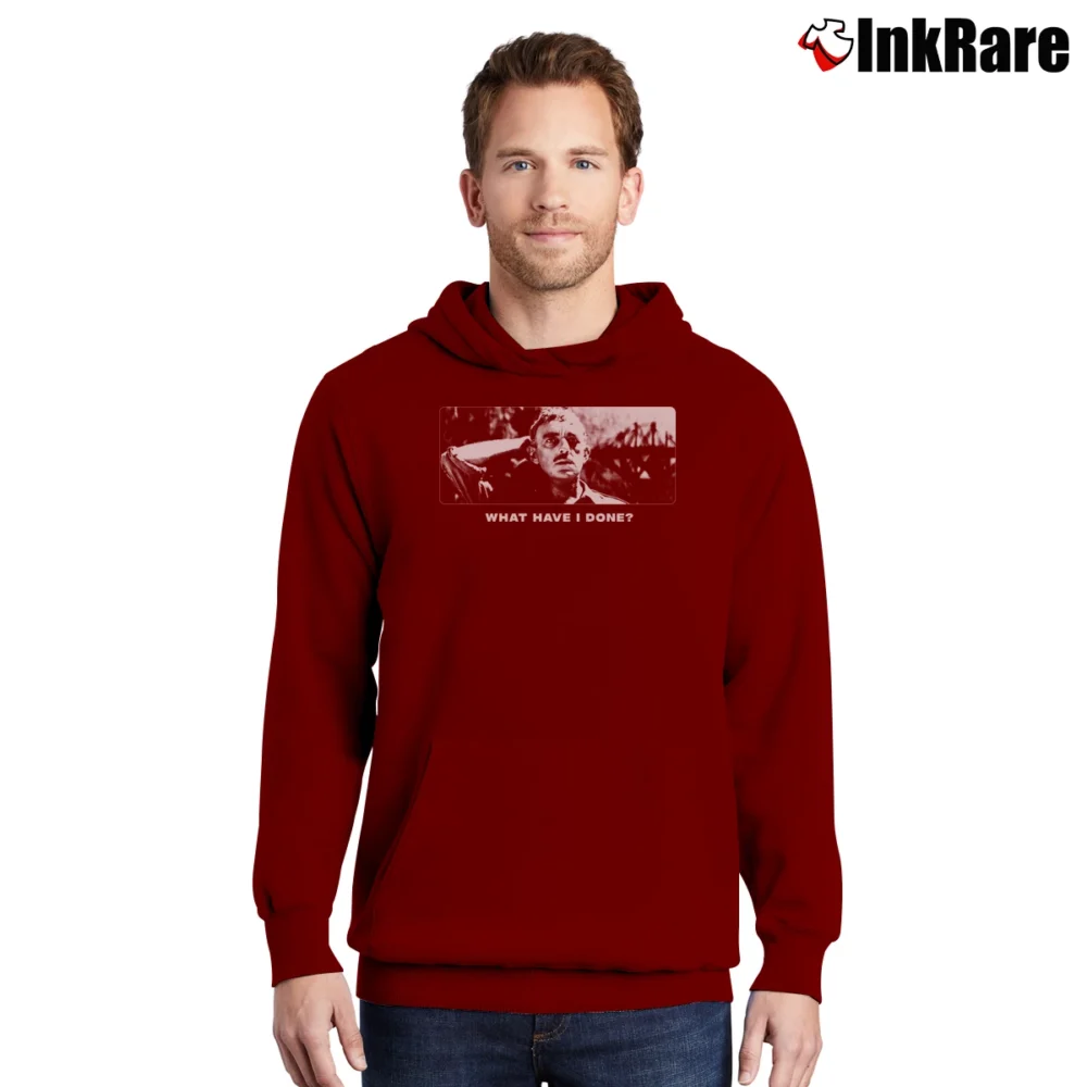 Men’s Bridge On The River Kwai What Have I Done Pullover Hoodie in maroon | Cozy, Durable, Modern Fit